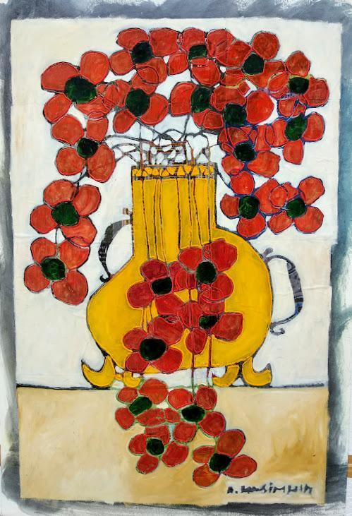 YELLOW POT OF POPPYS